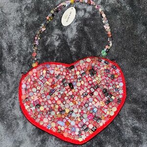 Colorful Heart-Shaped Beaded Bag